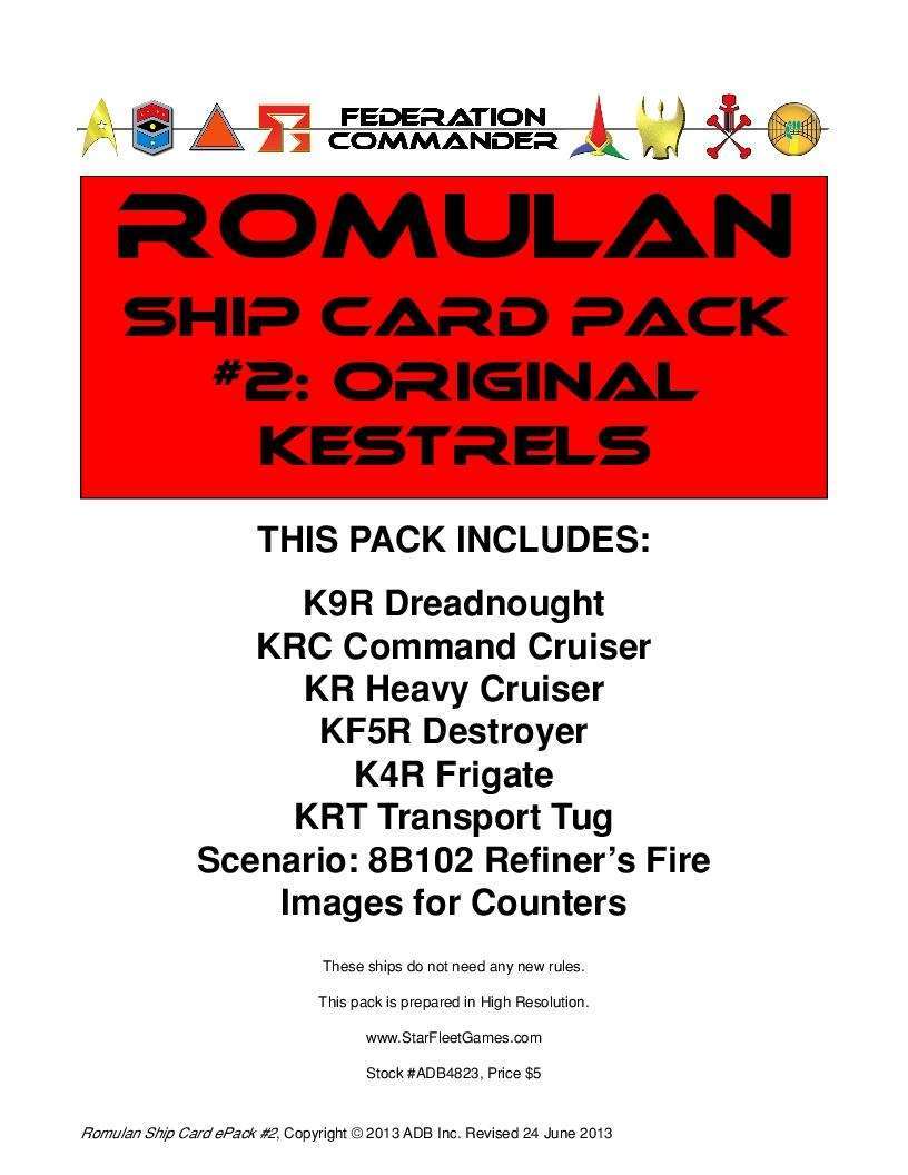 Federation Commander: Romulan Ship Card Pack #2