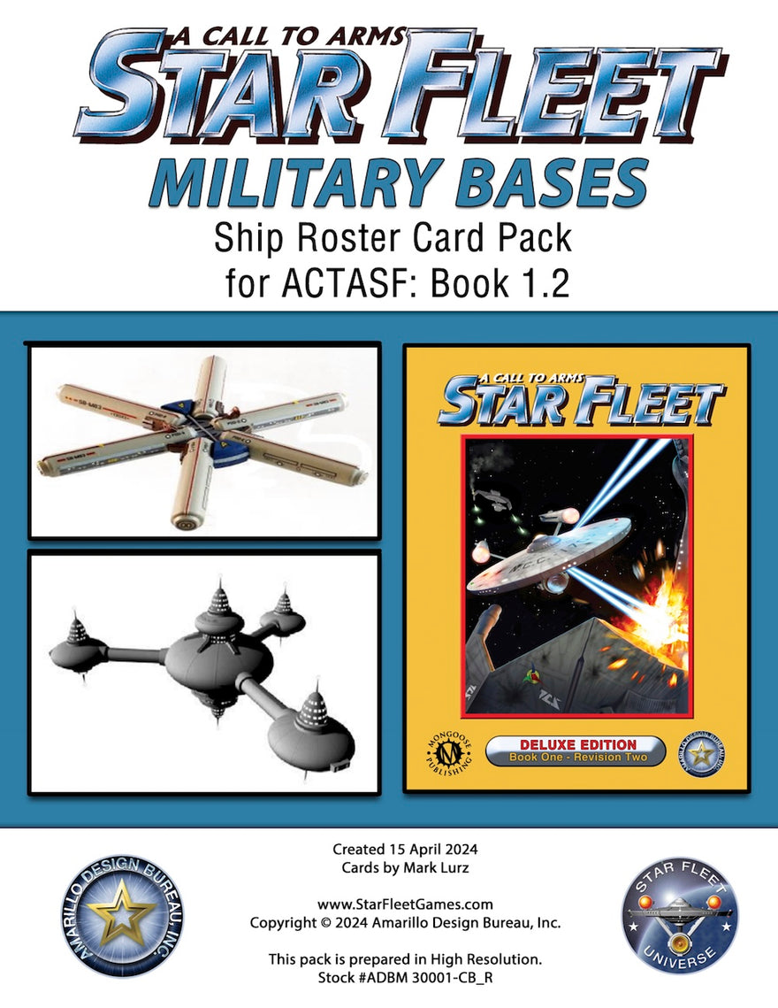 A Call to Arms Star Fleet, Book 1.2 Military Bases Ship Roster Card