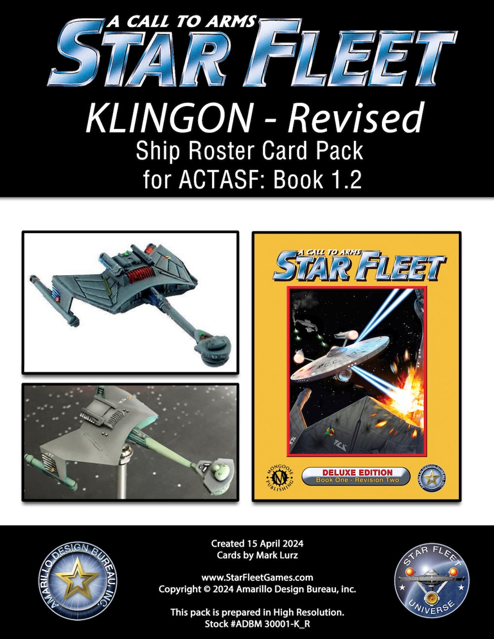A Call to Arms: Star Fleet, Book 1.2: Klingon Ship Roster Card Pack Revised