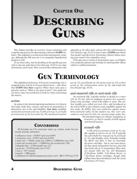 GURPS Gun Stats