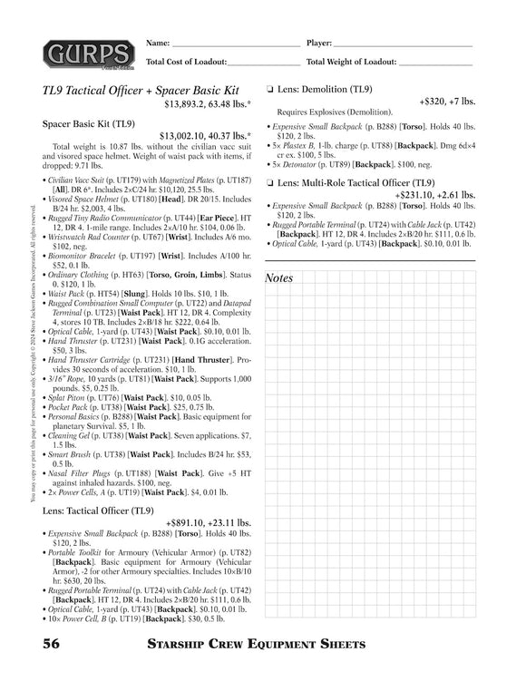 GURPS Loadouts: Starship Crew