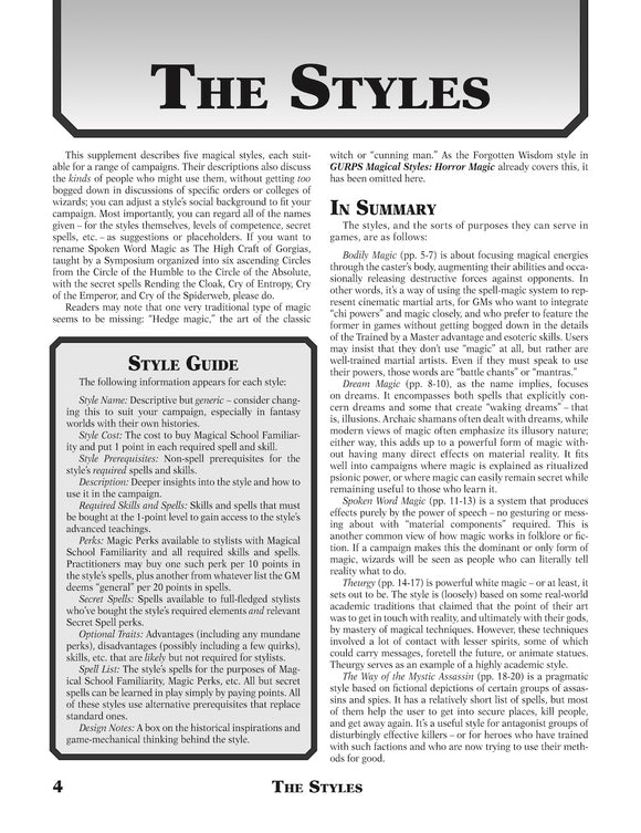 GURPS Magical Styles: Traditional Styles