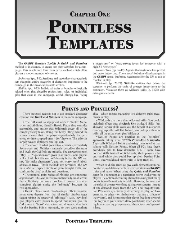 GURPS Template Toolkit 5: Quick and Pointless