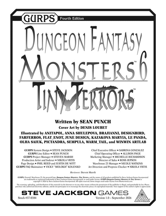 GURPS Dungeon Fantasy Monsters 6: Tiny Terrors