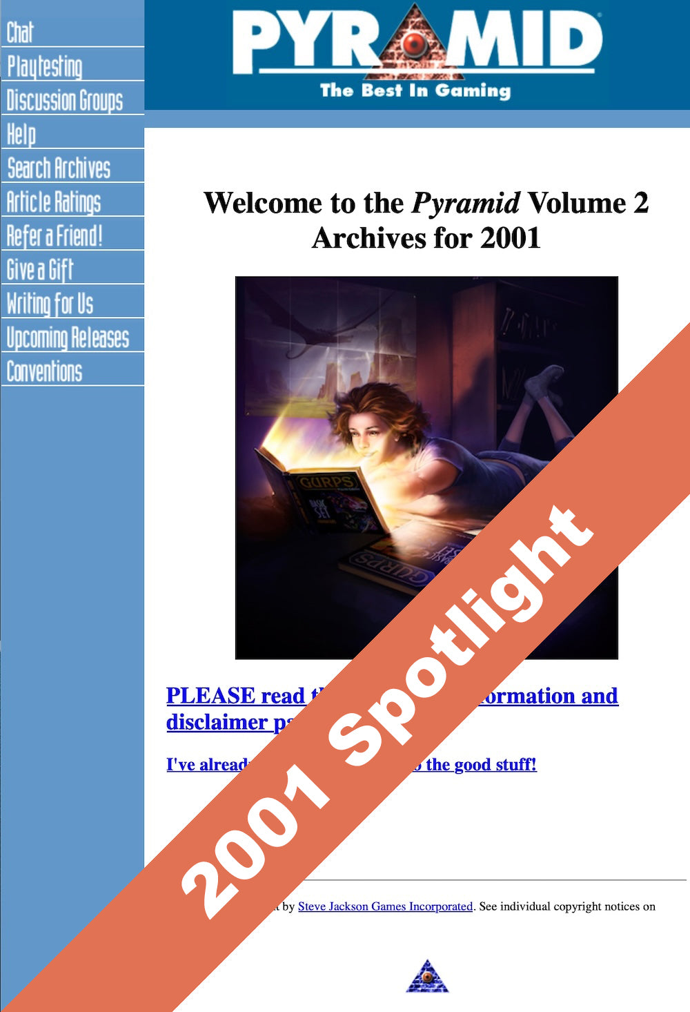 Pyramid Volume 2 HTML Archive: 2001 Spotlight