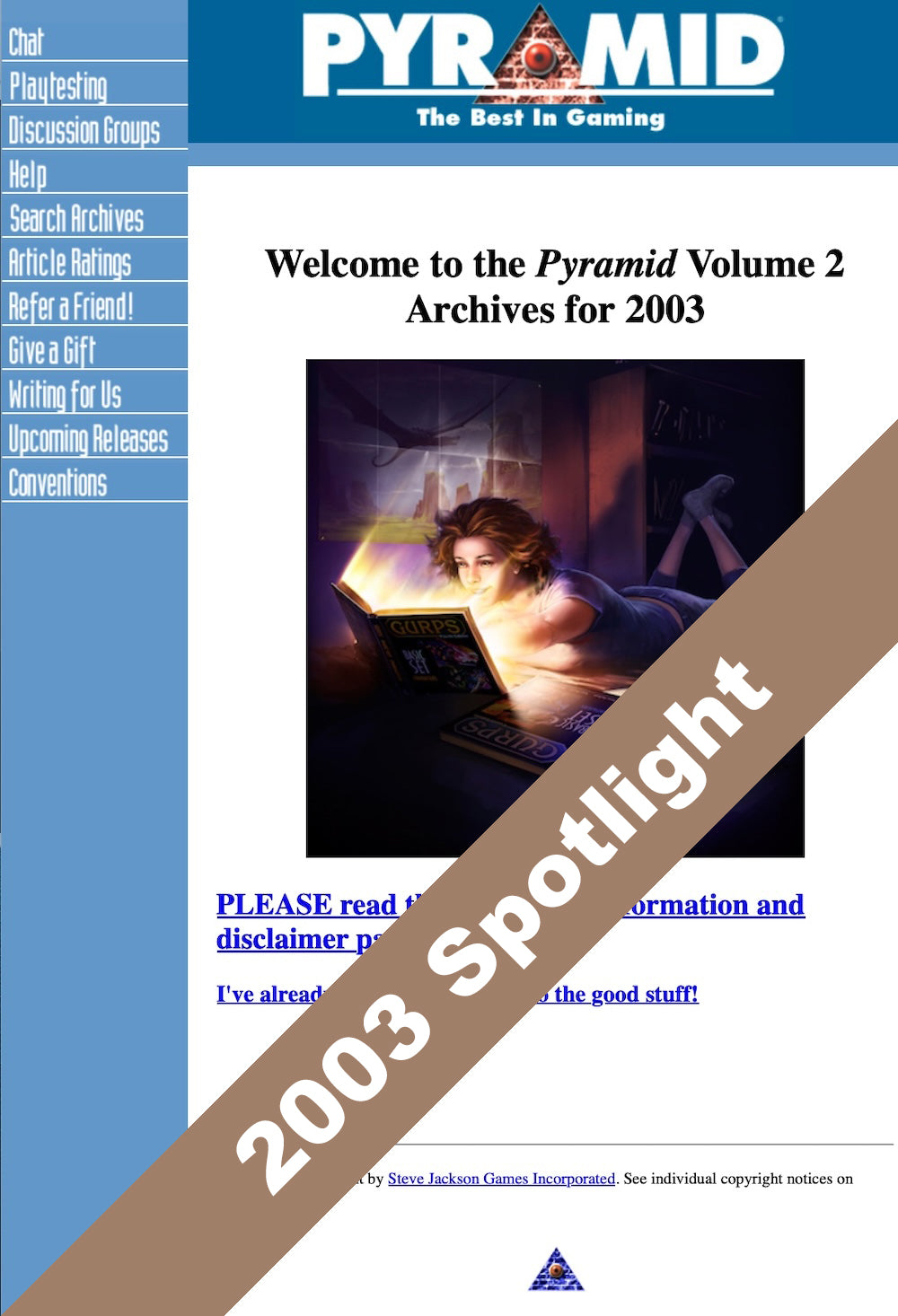 Pyramid Volume 2 HTML Archive: 2003 Spotlight | Warehouse 23