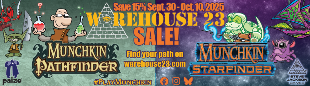 15% off Munchkin Pathfinder and Munchkin Starfinder through October 10!