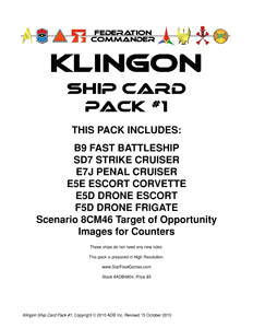 Federation Commander: Klingon Ship Card Pack #1