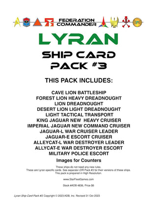 Federation Commander: Lyran Ship Card Pack #3