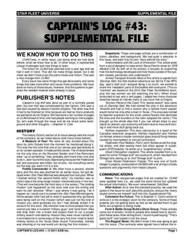 Captain's Log #43 Supplement