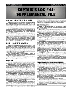 Captain's Log #44 Supplement