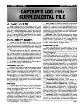 Captain's Log #53 Supplement