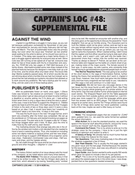 Captain's Log #48 Supplement