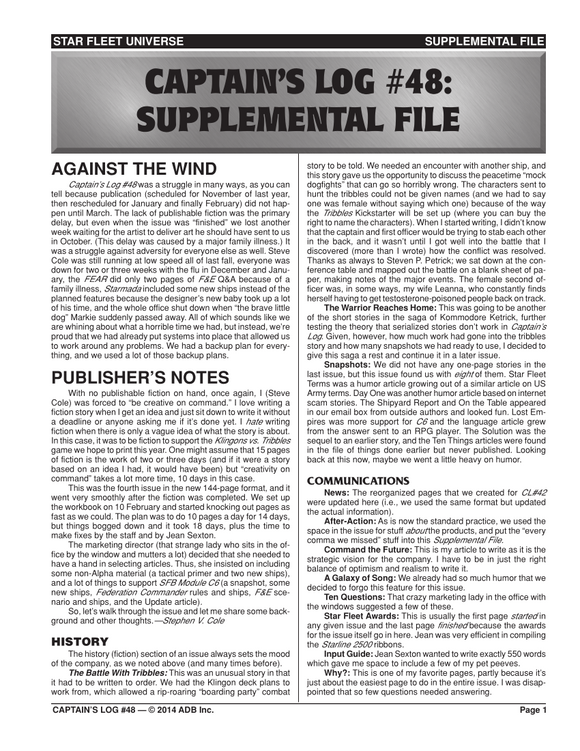Captain's Log #48 Supplement