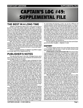 Captain's Log #49 Supplement