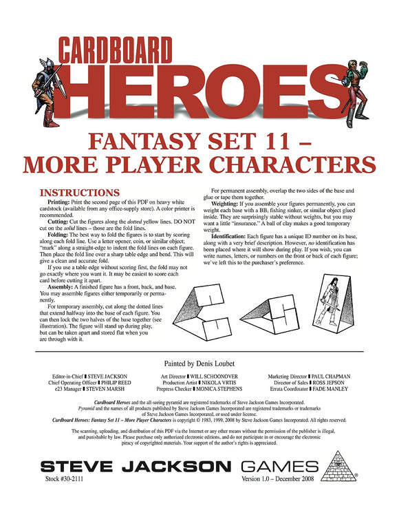 Cardboard Heroes: Fantasy Set 11 - More Player Characters