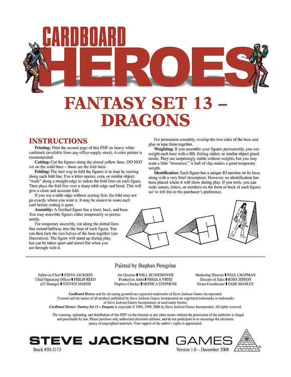 Cardboard Heroes: Fantasy Set 13 - Dragons