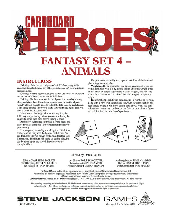 Cardboard Heroes: Fantasy Set 04 - Animals