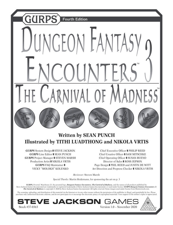 GURPS Dungeon Fantasy Encounters 3: The Carnival of Madness