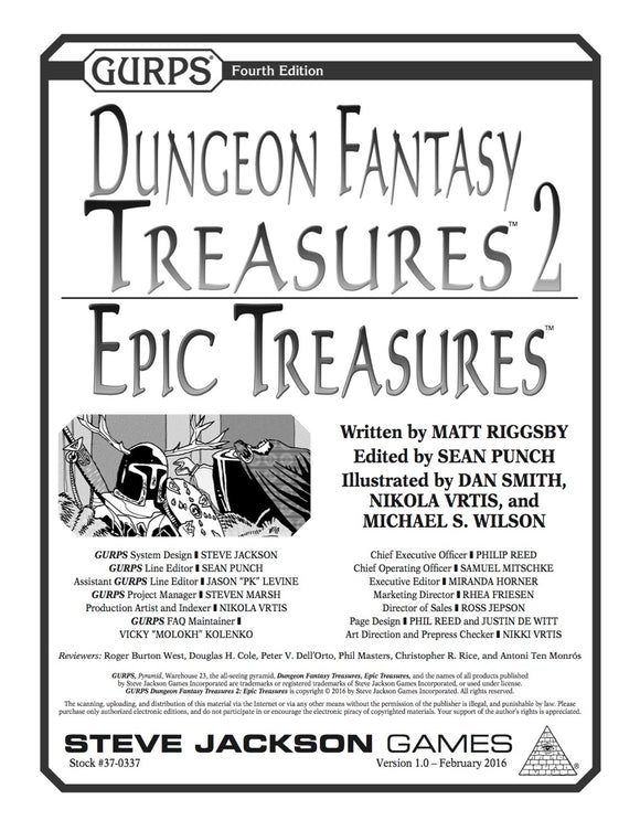 GURPS Dungeon Fantasy Treasures 2: Epic Treasures