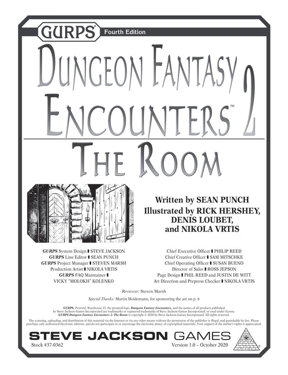 GURPS Dungeon Fantasy Encounters 2: The Room