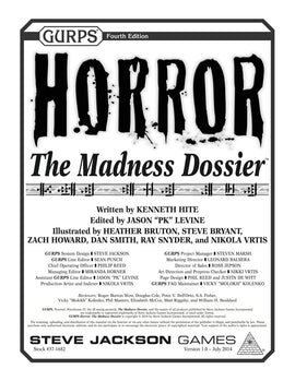 GURPS Horror: The Madness Dossier