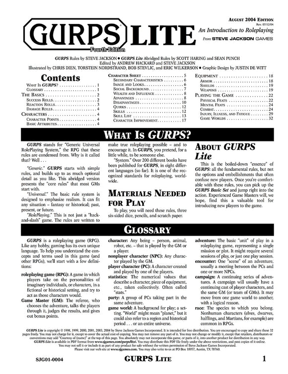 GURPS Lite (Fourth Edition)