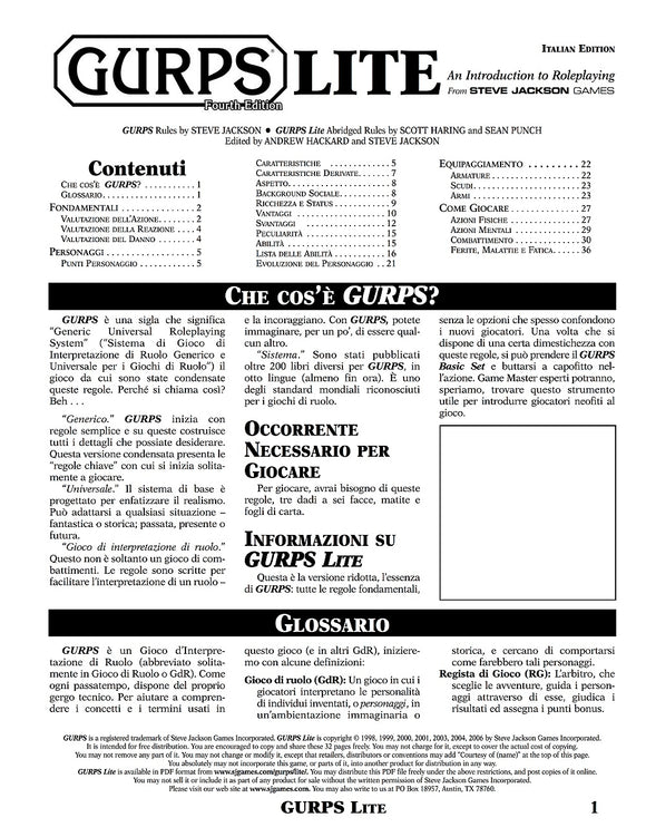 GURPS Lite (Italian Fourth Edition)