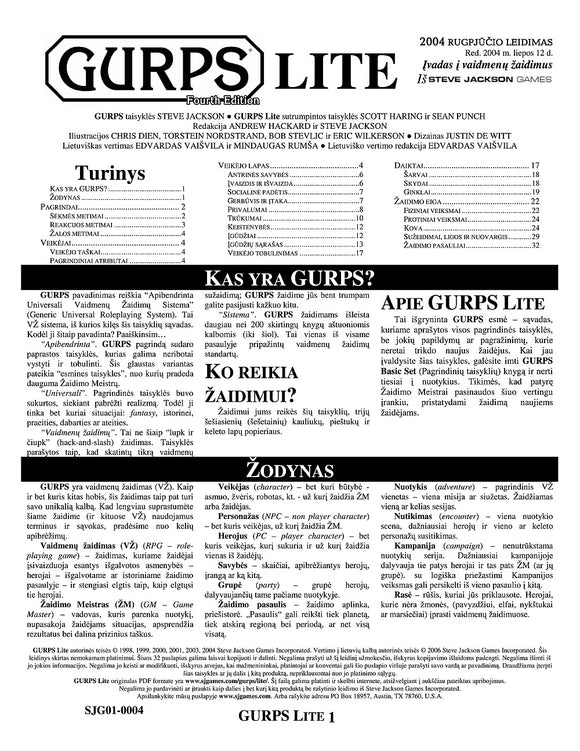 GURPS Lite (Lithuanian Fourth Edition)