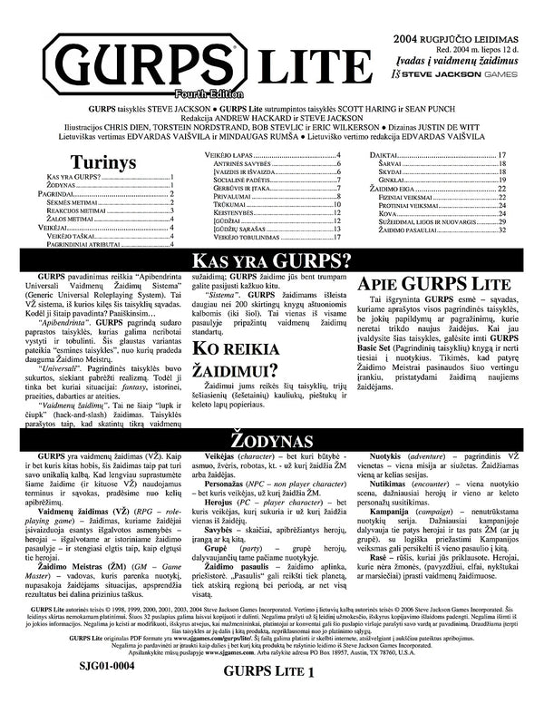 GURPS Lite (Lithuanian Fourth Edition)