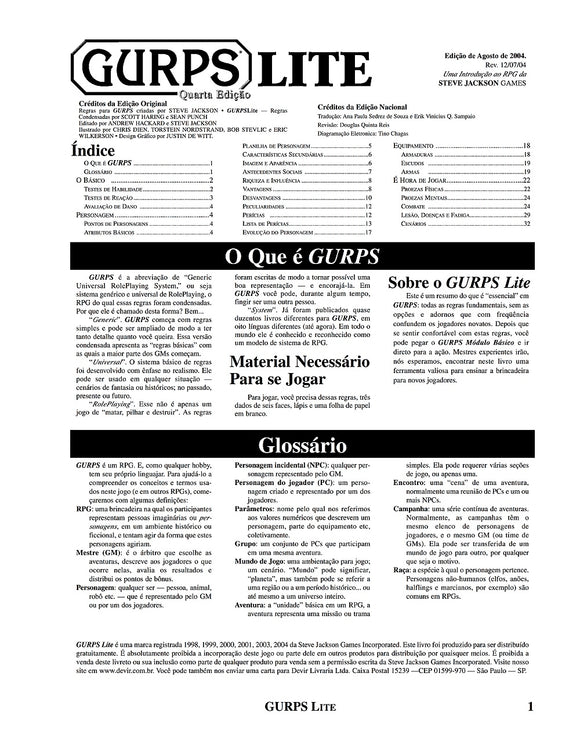GURPS Lite (Portuguese Fourth Edition)