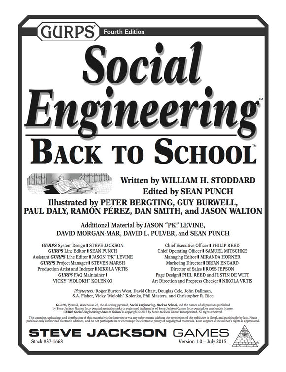GURPS Social Engineering: Back to School