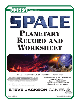 GURPS Space: Planetary Record and Worksheet