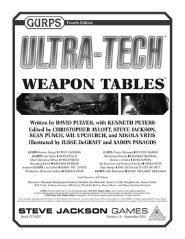 GURPS Ultra-Tech: Weapon Tables