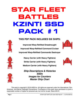 Star Fleet Battles: Kzinti SSD Pack #1