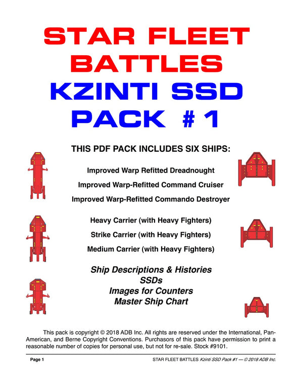 Star Fleet Battles: Kzinti SSD Pack #1