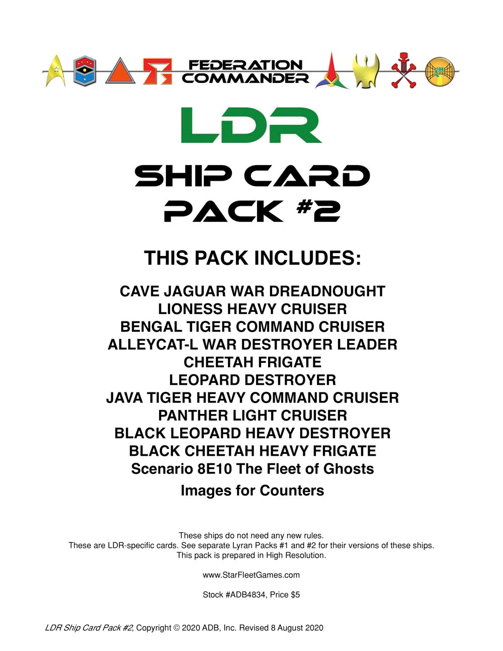 Federation Commander: LDR Ship Card Pack #2