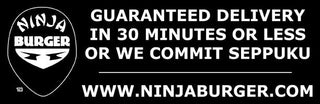 Ninja Burger: Guaranteed Delivery Bumper Sticker