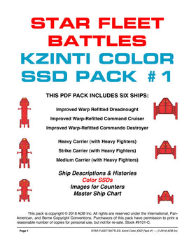 Star Fleet Battles: Kzinti Color SSD Pack #1