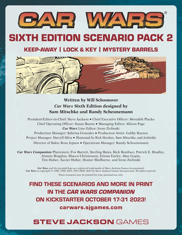 Car Wars Rpg Car Wars Sixth Edition Scenario Pack 2 | Warehouse 23