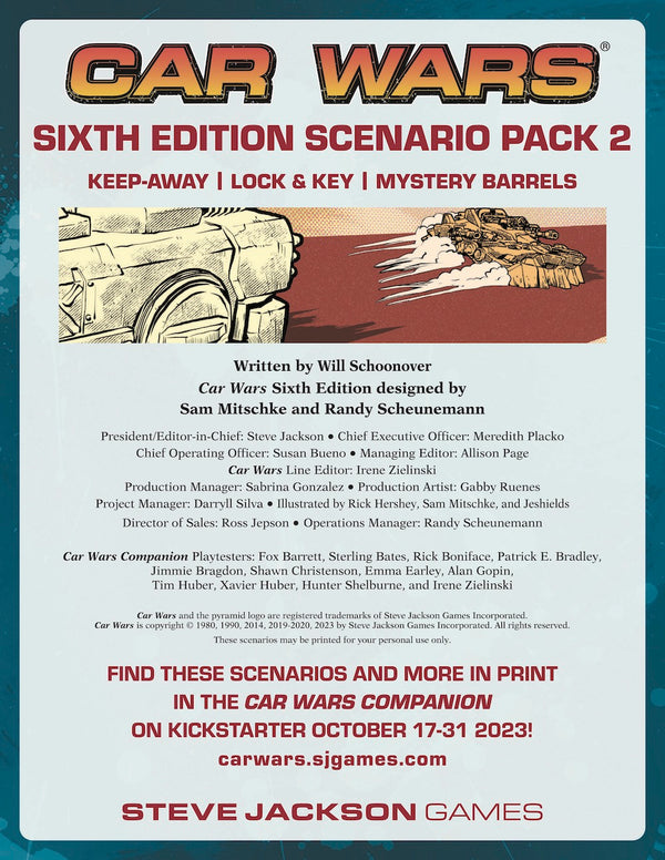 Car Wars Sixth Edition Scenario Pack 2