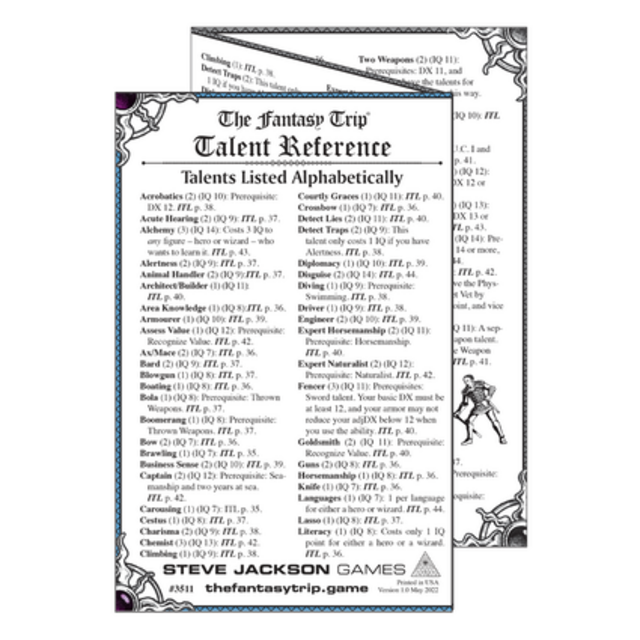 The Fantasy Trip Talent Reference