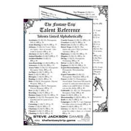 The Fantasy Trip Talent Reference