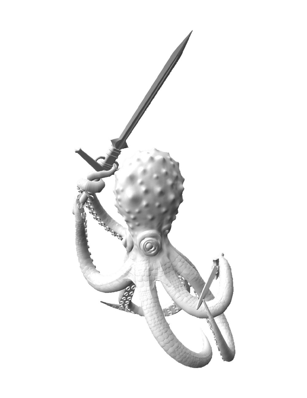 Foes STL – Octopus Warrior with 2-Handed Sword