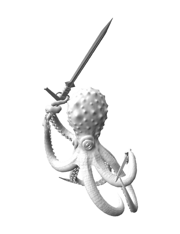 Foes STL – Octopus Warrior with 2-Handed Sword