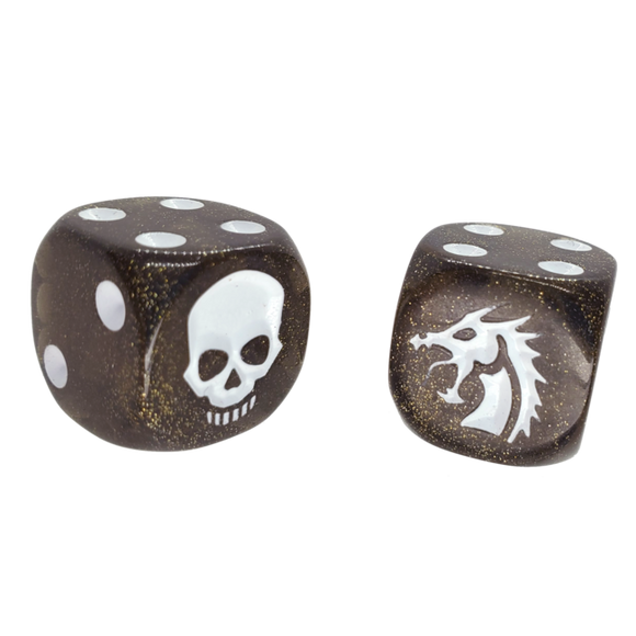 Dragon & Skull Dice Pack (Black Glitter)