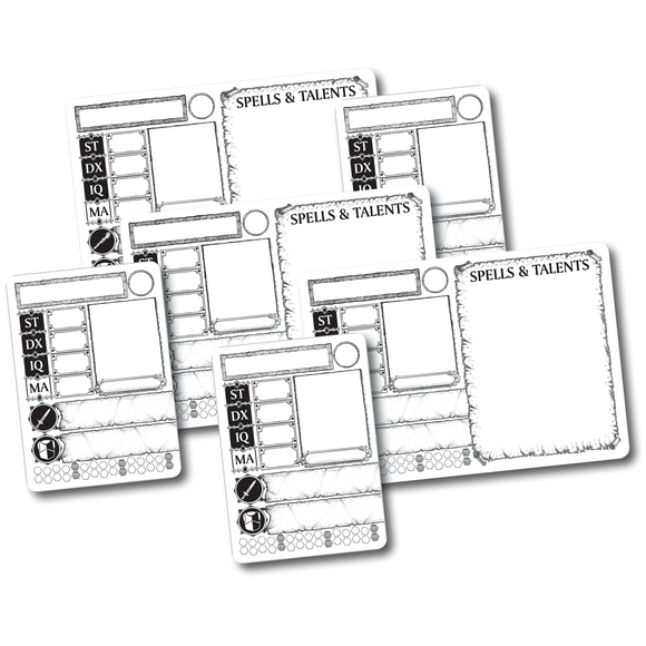 The Fantasy Trip Blank Melee and Wizard Cards