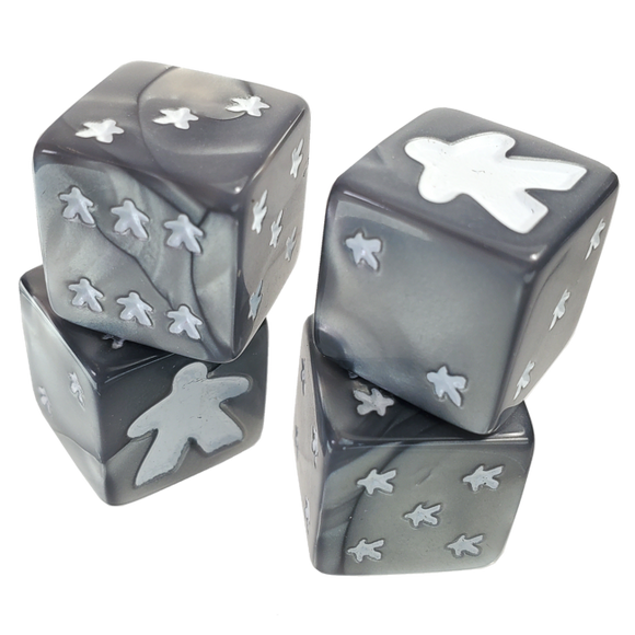 Meeple d6 Dice Set (Silver)