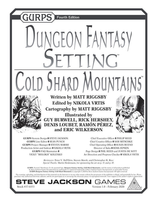 GURPS Dungeon Fantasy Setting: Cold Shard Mountains