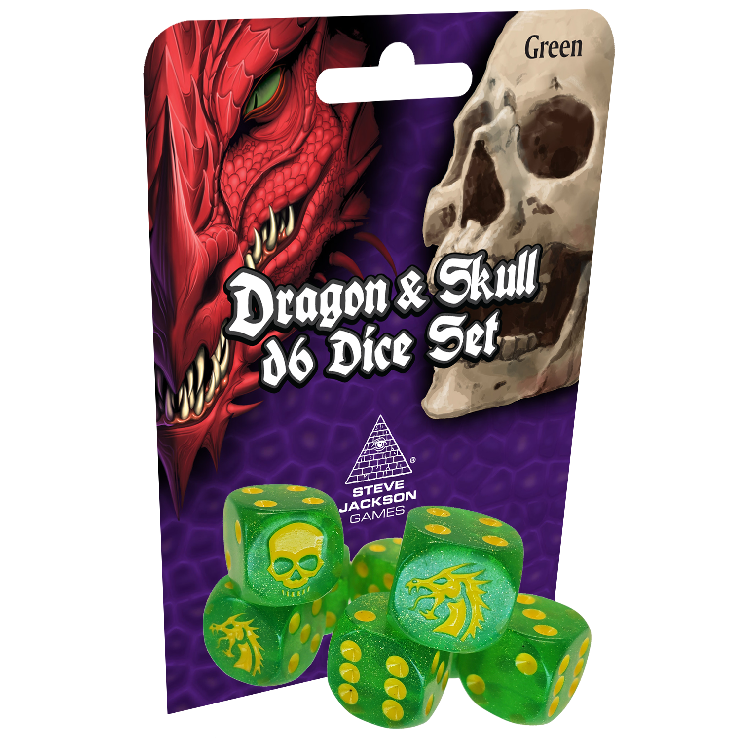 Dragon & Skull Dice Pack (Green Glitter)